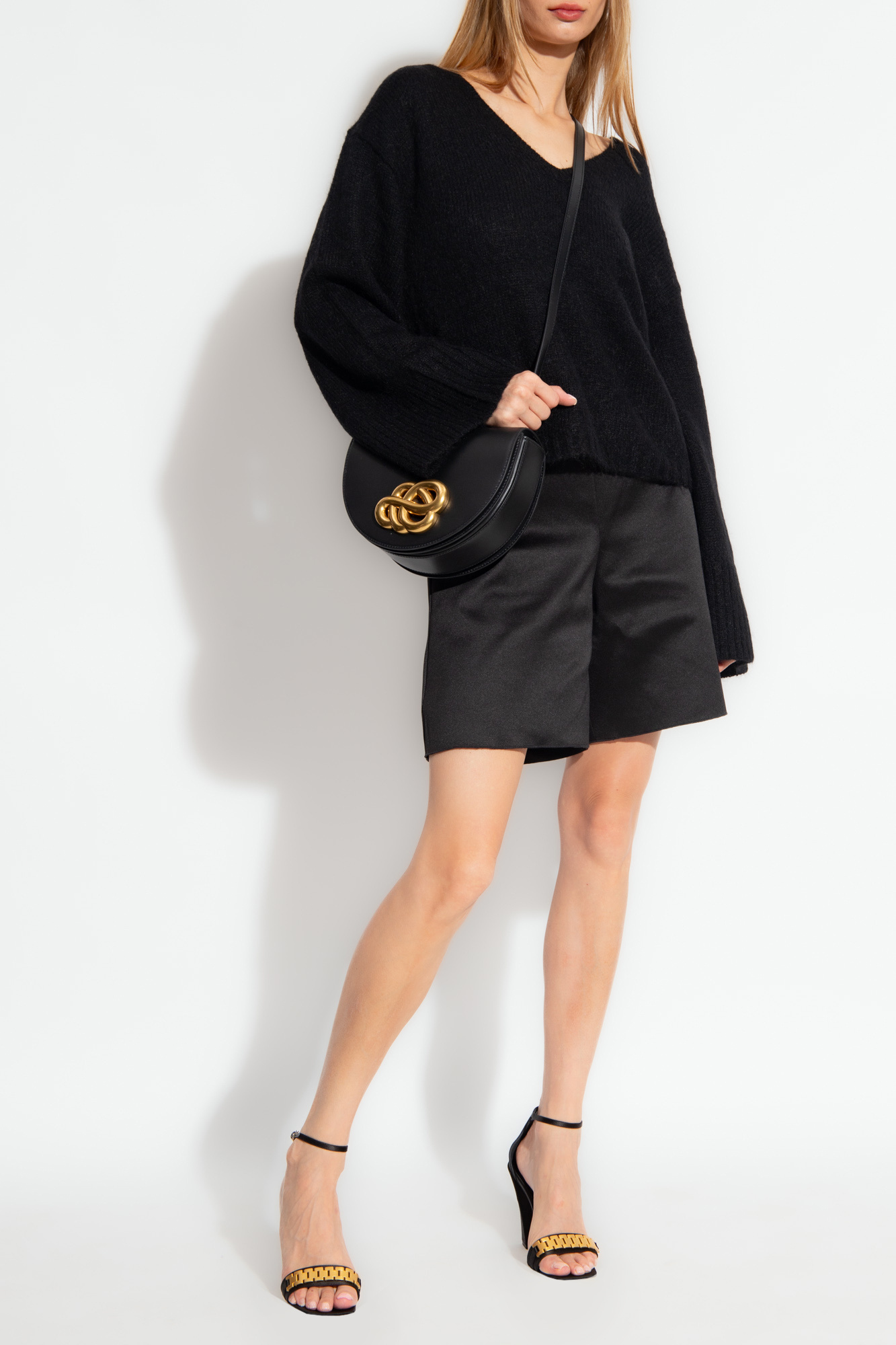 By Malene Birger Brushed-effect V-neck Jumper In Black