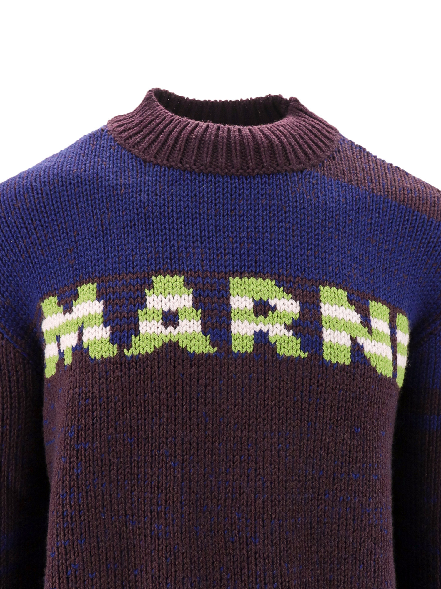 Shop Marni Brown Mouliné Jumper With Striped Logo In Black