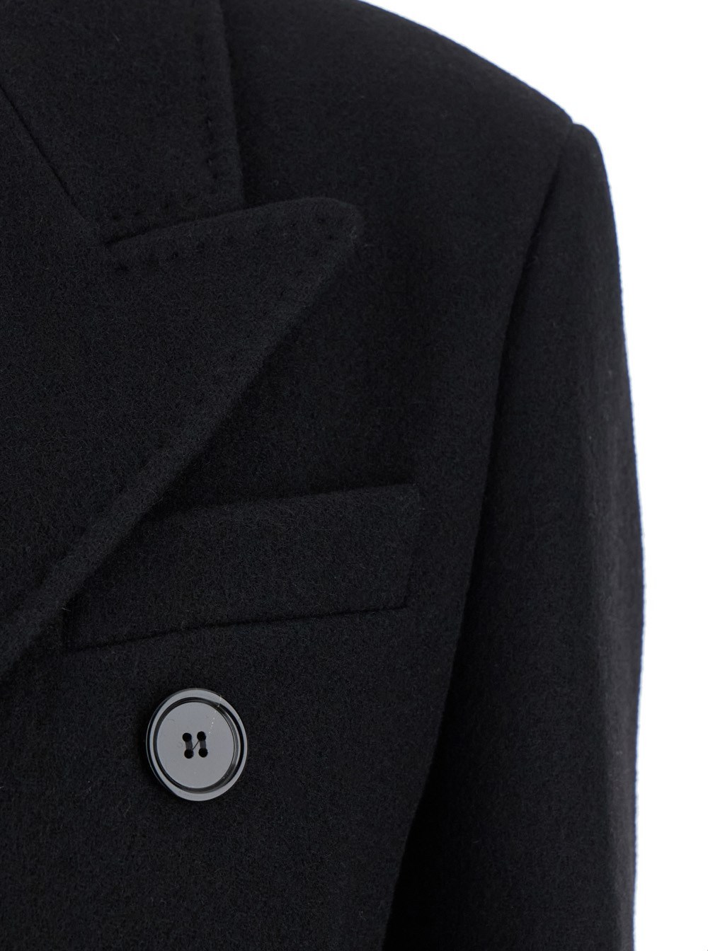 Ami Alexandre Mattiussi Ami Paris Black Double-breasted Coat With Peak Revers In Wool Woman In Black