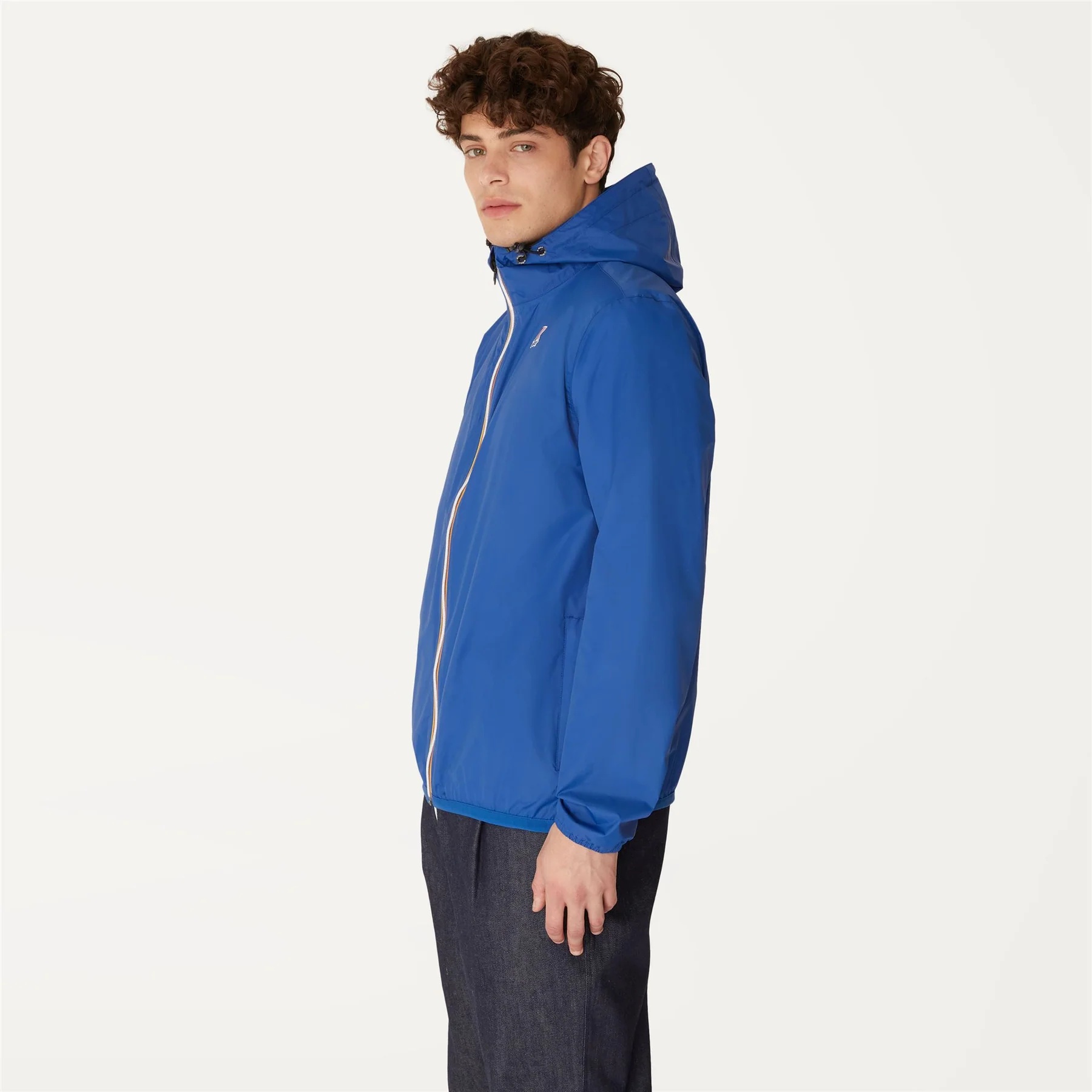 K-way Hooded Jacket With Adjustable Drawstring And Pockets In Blue