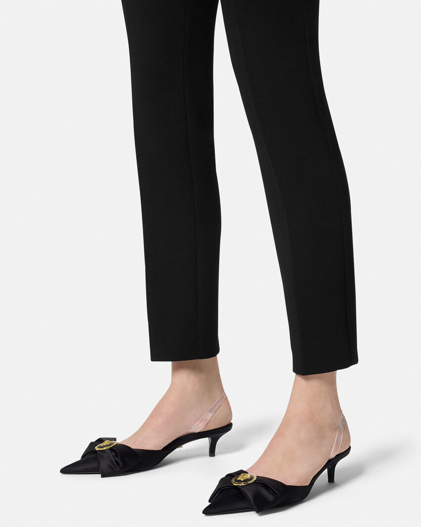 Versace Alia 45 Satin Slingback Pumps In Black