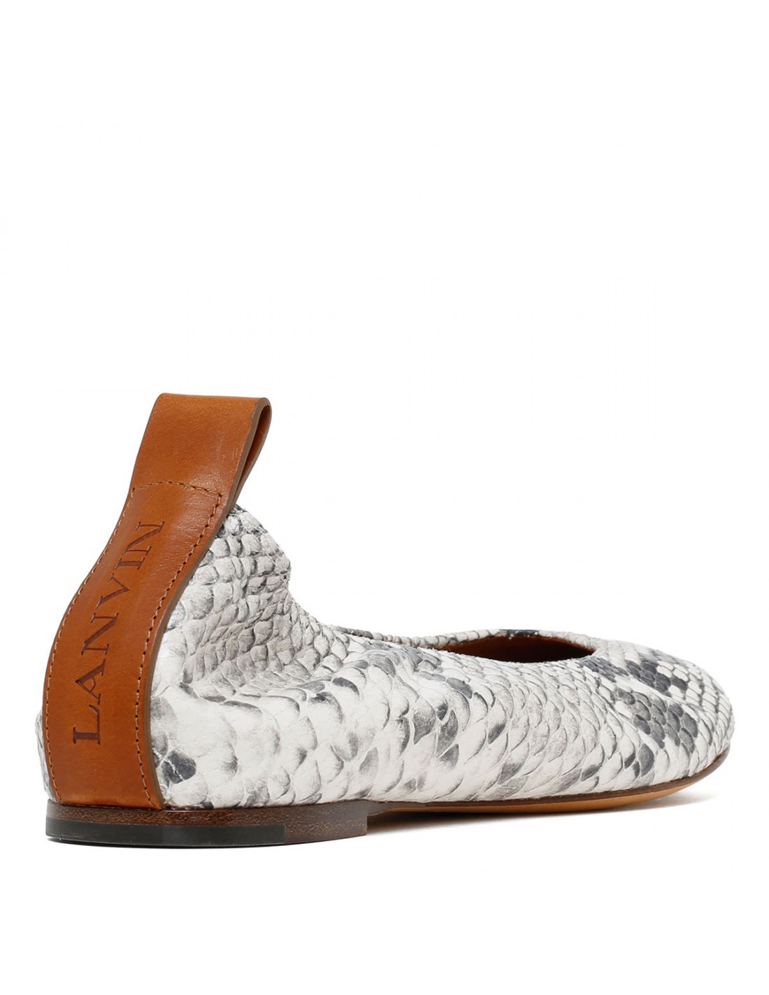 Lanvin Embossed Ballet Flats In White