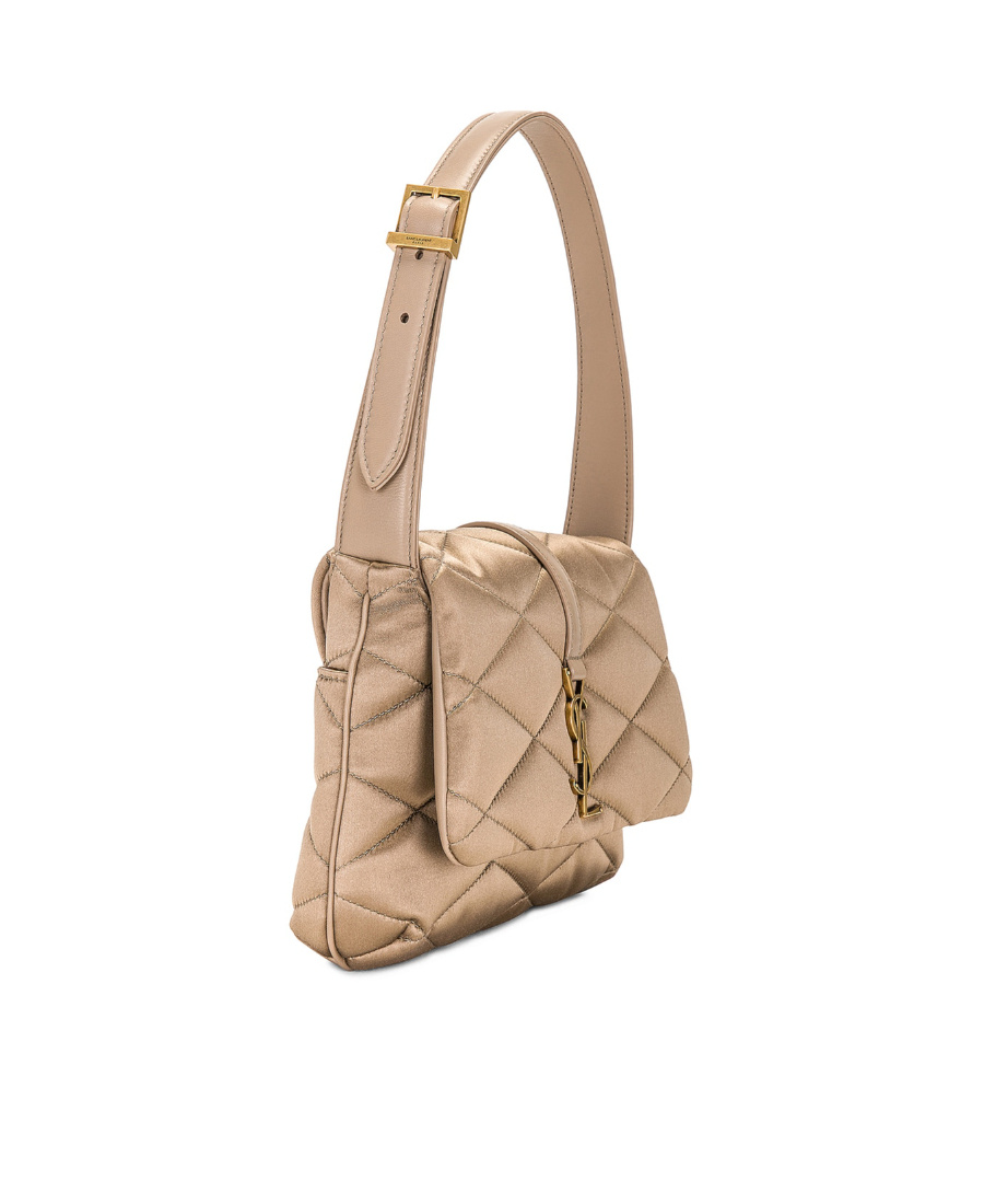 Saint Laurent Le 57 Logo Plaque Shoulder Bag In Nude