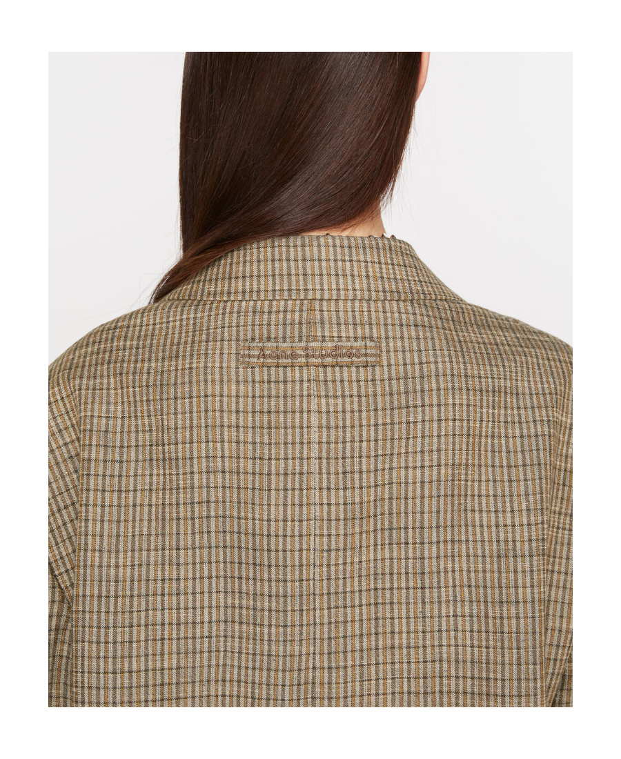 Acne Studios Checked Single-breasted Blazer In Brown