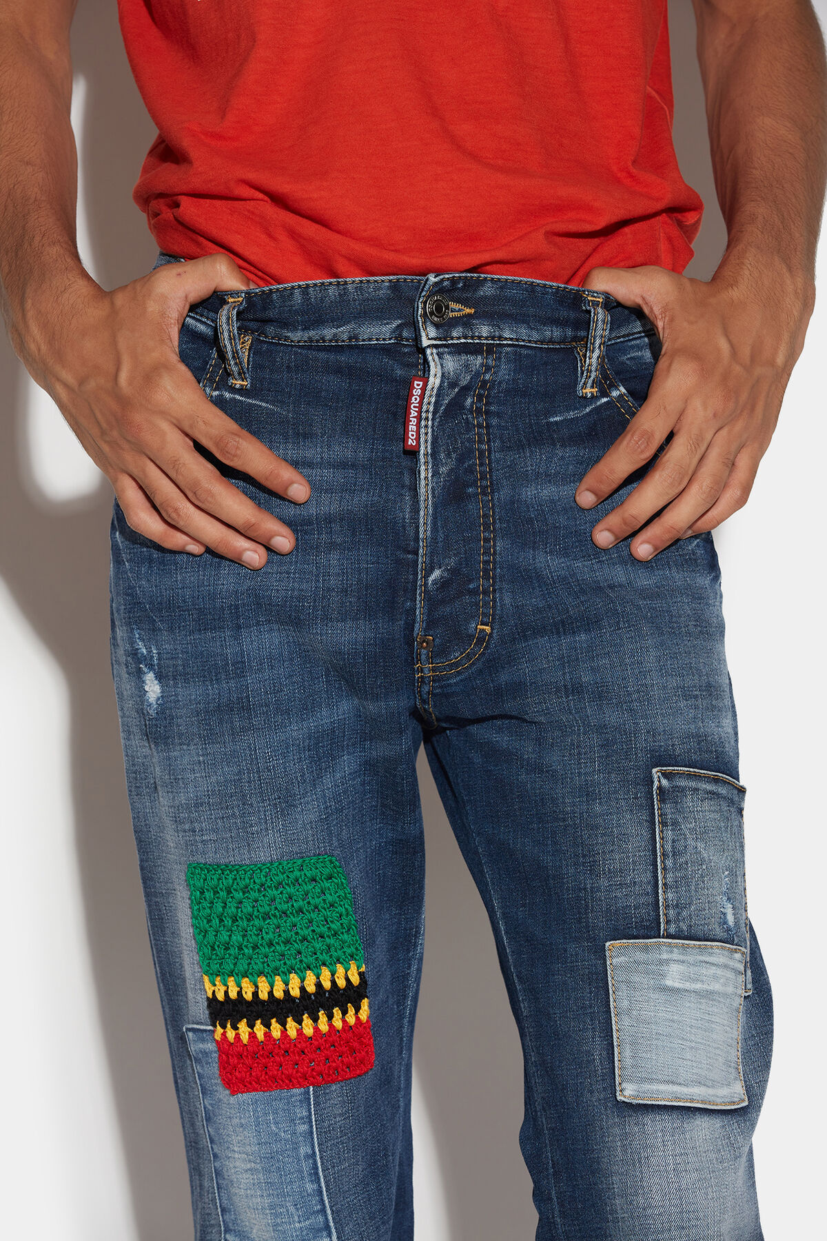 Dsquared2 Patchwork Wide-leg Jeans In Multicolor