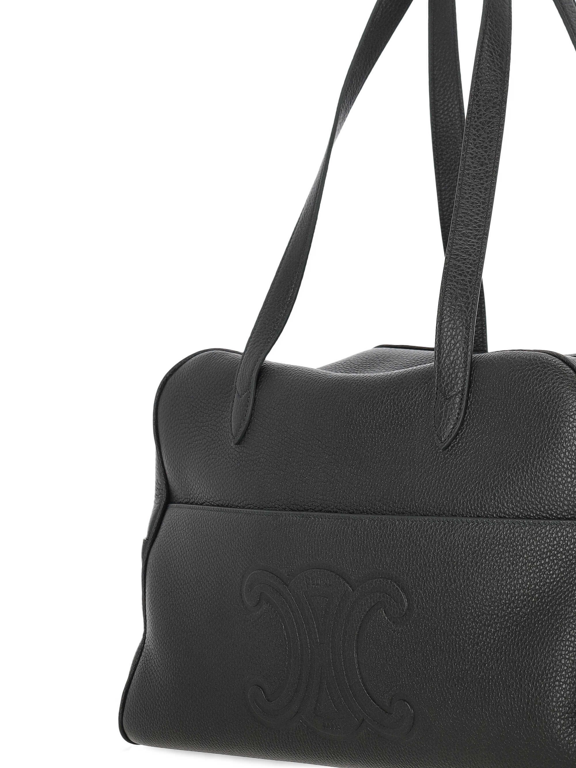 Celine Logo Shoulder Bag In Black