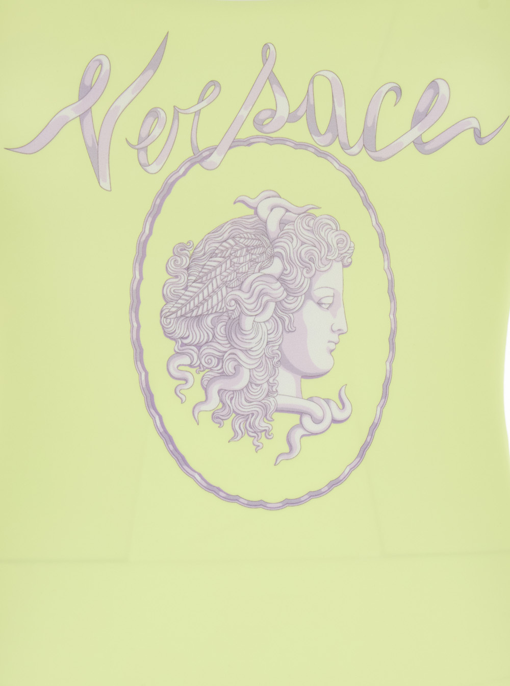 Versace Yellow One-piece Swimsuit With Medusa Print And Logo Lettering On The Front