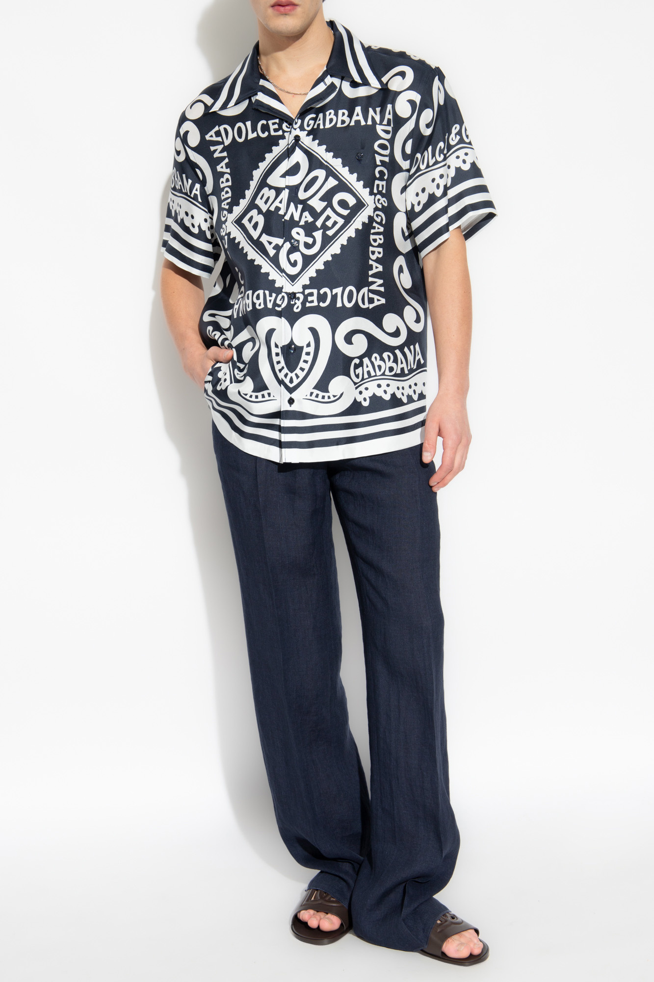 DOLCE & GABBANA BELT RING CASUAL PANTS