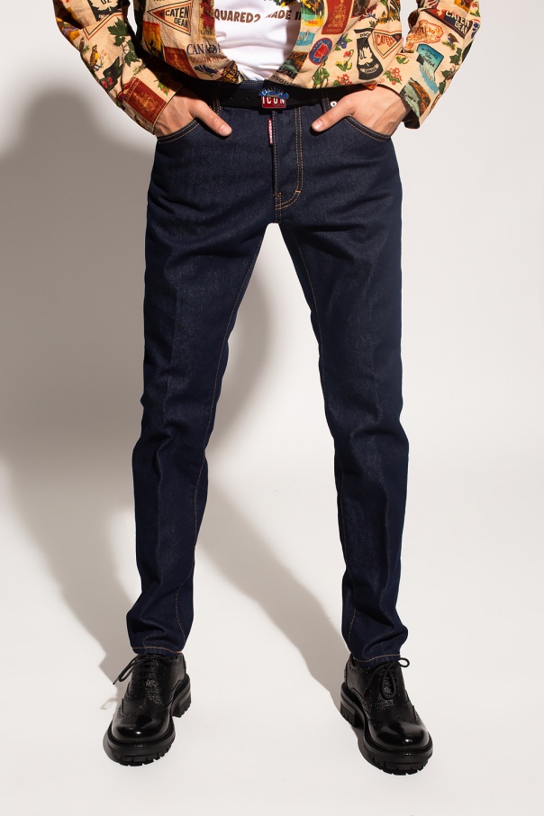 Dsquared2 Straight-leg Cotton Denim Jeans With Logo Detail In Animal Print