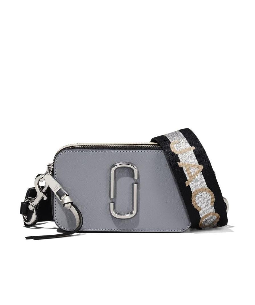 Marc Jacobs The Snapshot Leather Crossbody Bag In Gray