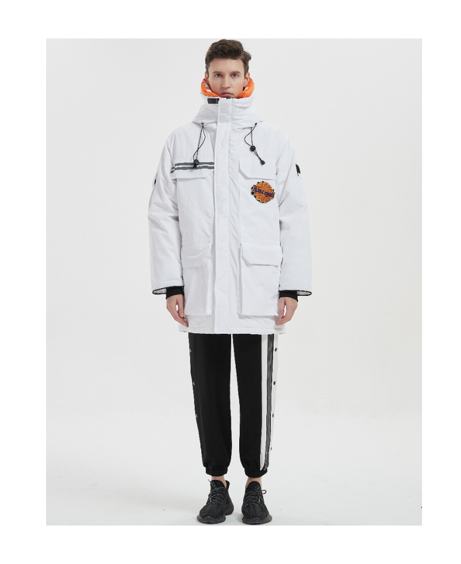 Liuregali 3m Reflective Velcro Can Replace Collar And Hat Down Jacket In White