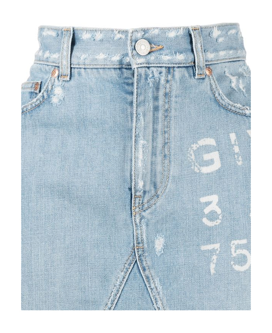 Givenchy Logo-print Denim Skirt In Blue