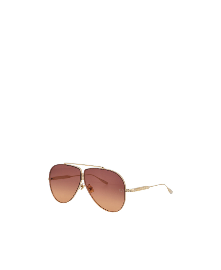 Valentino Garavani Light Gol Titanium Sunglasses In Orange