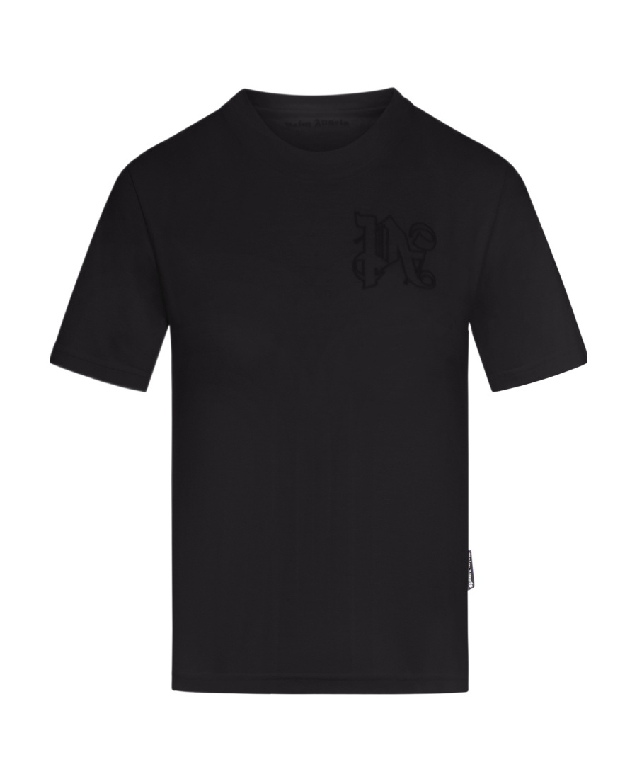 Palm Angels Logo-embroidered Cotton T-shirt In Black