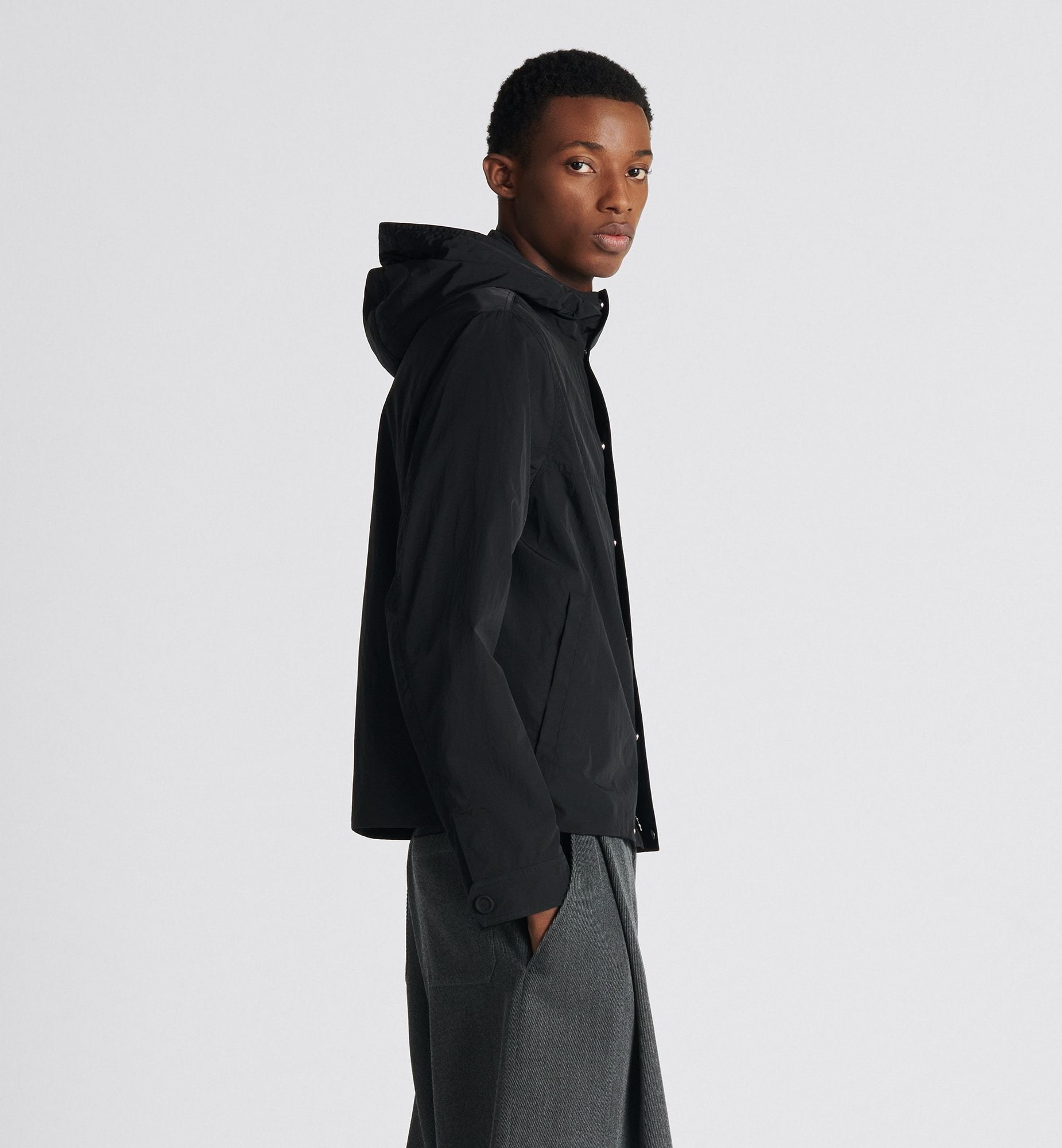 Dior Men Hooded Jacket With Iconic Embroidery In Black