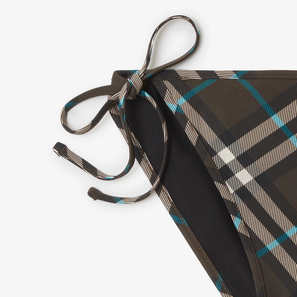 Burberry Dark Brown Check Bikini Bottom In Black