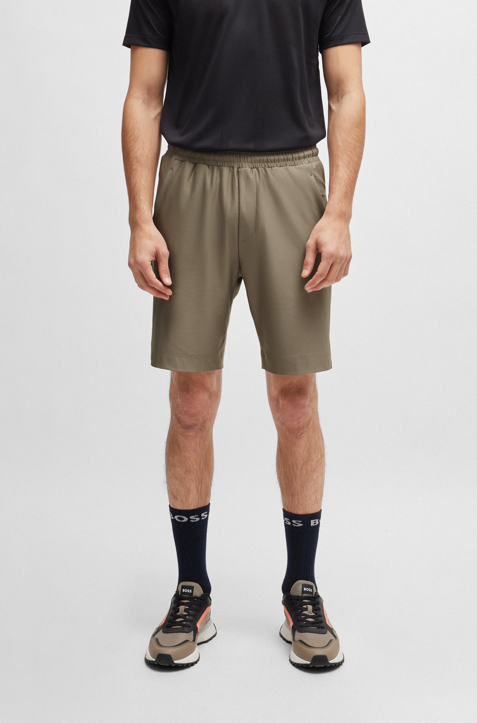 Hugo Boss Reflective-logo Bermuda Shorts In Gray