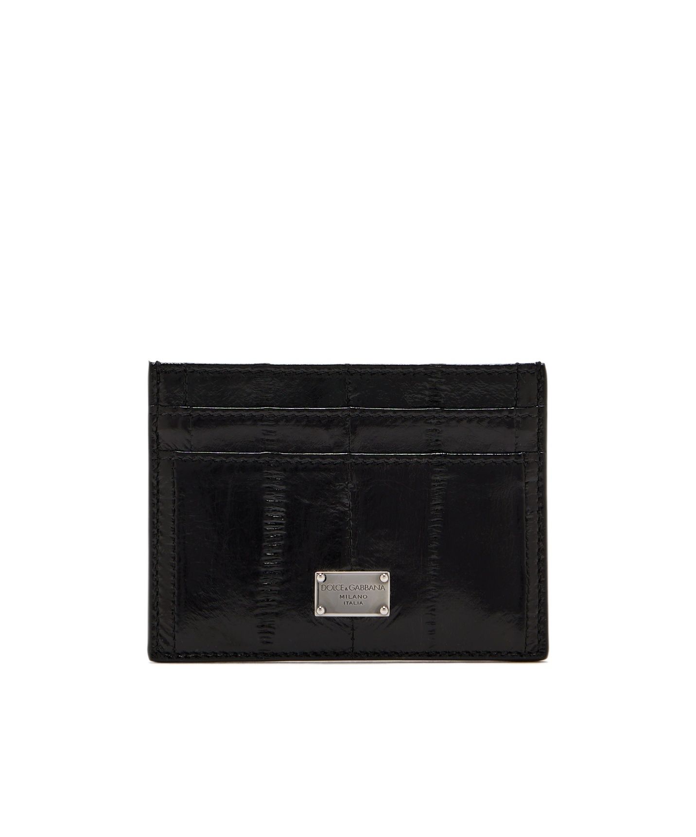 Dolce & Gabbana Textured Leather Card Holder In Black