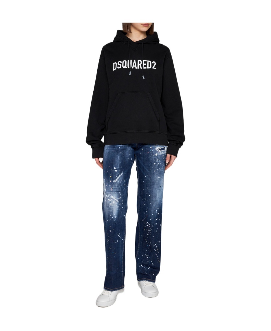 Dsquared2 Logo-printed Drawstring Hoodie In Black