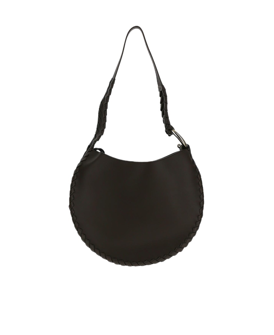 Shop Chloé Moon Leather Shoulder Bag In Black