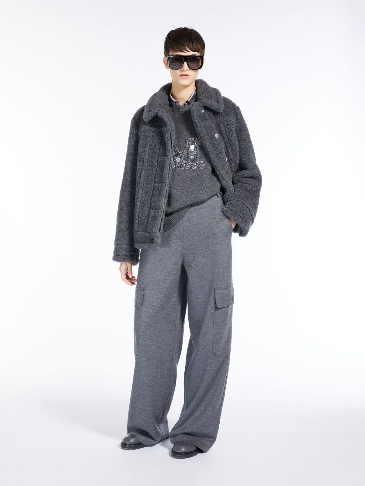 Shop Max Mara Short Casual Jacket In Gray