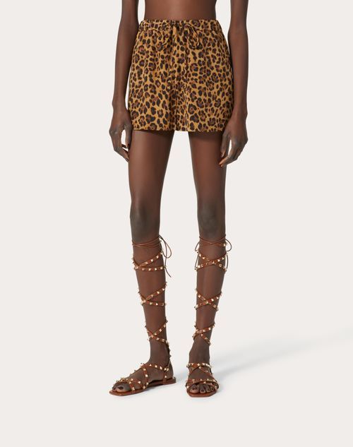 Valentino Animalier Crepe De Chine Shorts