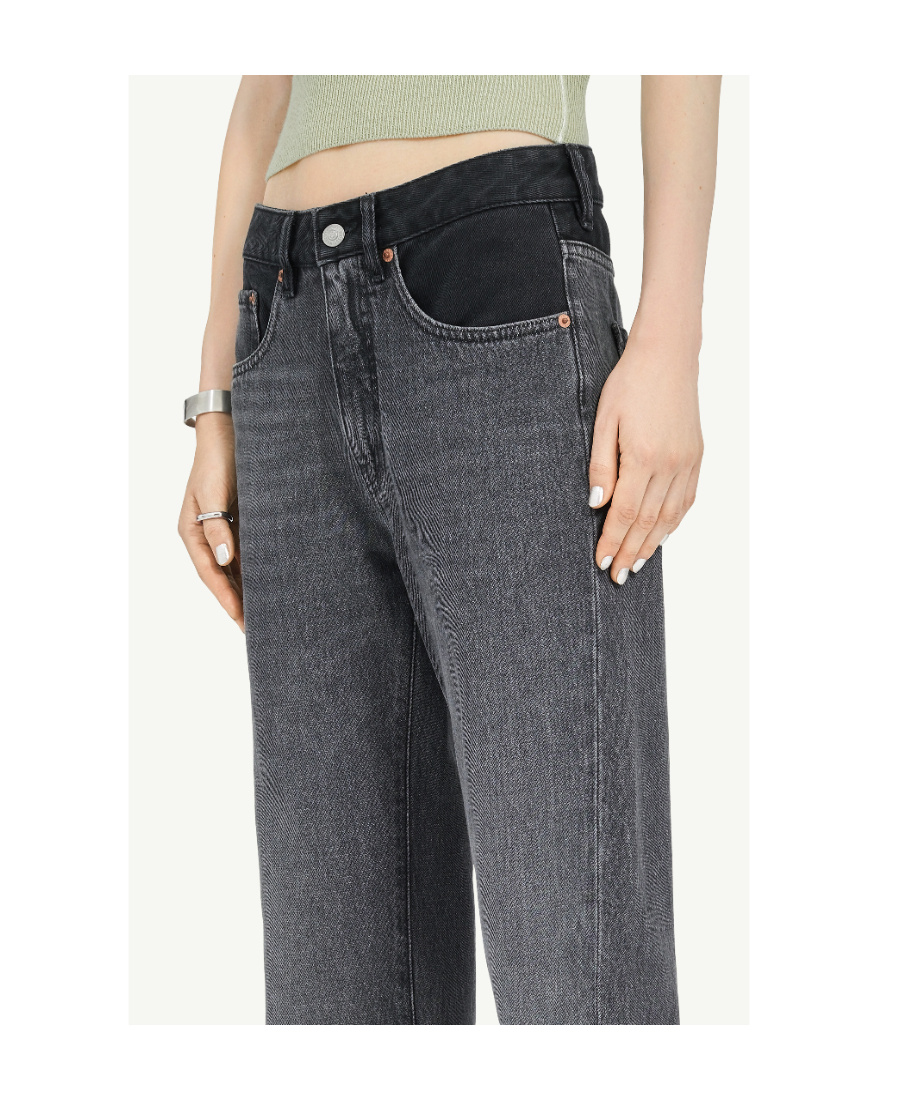 Mm6 Maison Margiela Denim Trousers With Belt Loops And Contrast Patch In Black