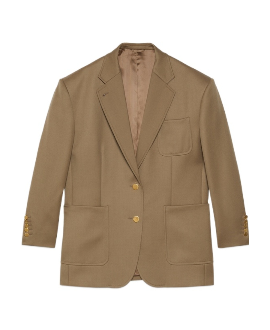 【送料&関税込】Gucci Wool Blazer Gucci Single-breasted Horsebit-detail Wool Blazer In Beige