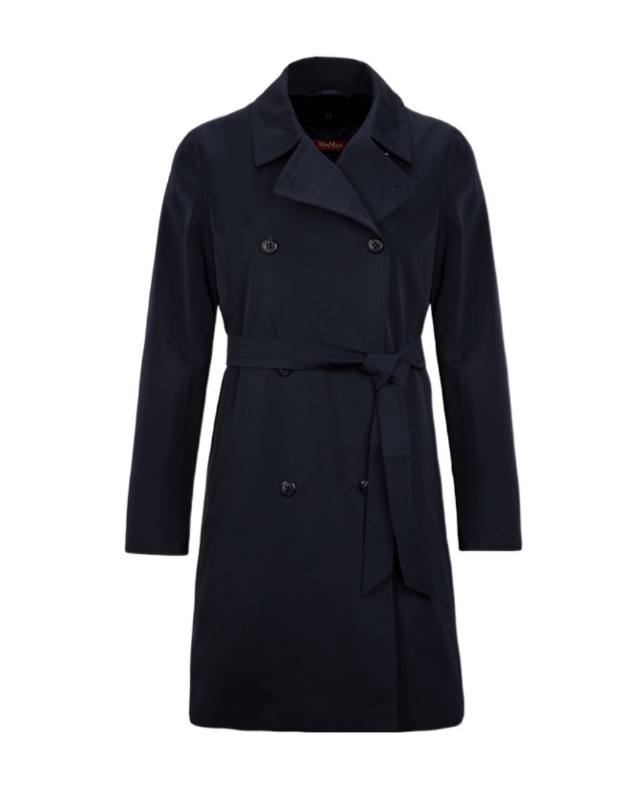Max Mara Double-breasted Belt Coat In Blue