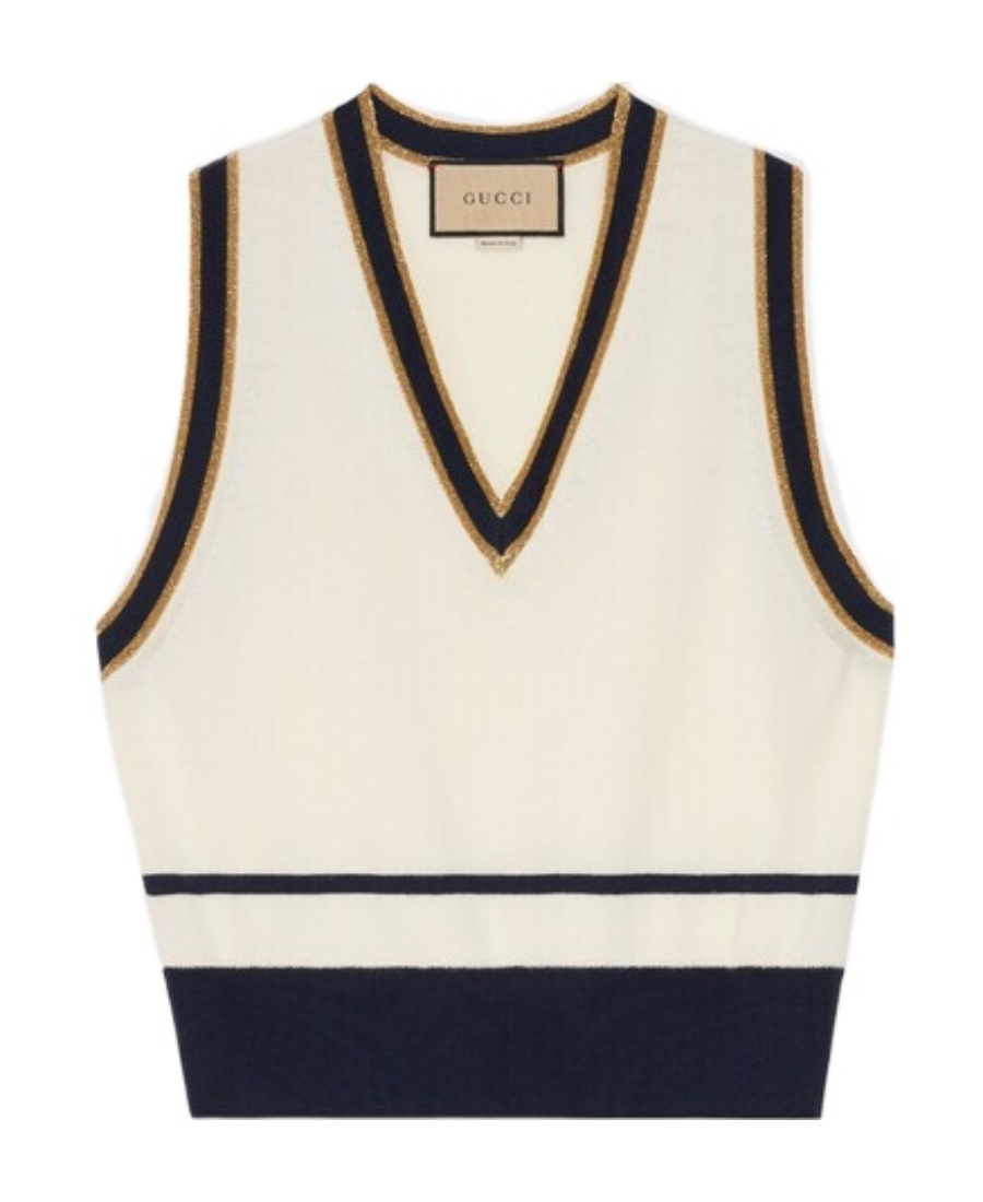 Gucci Stripe-trim Wool Vest In White