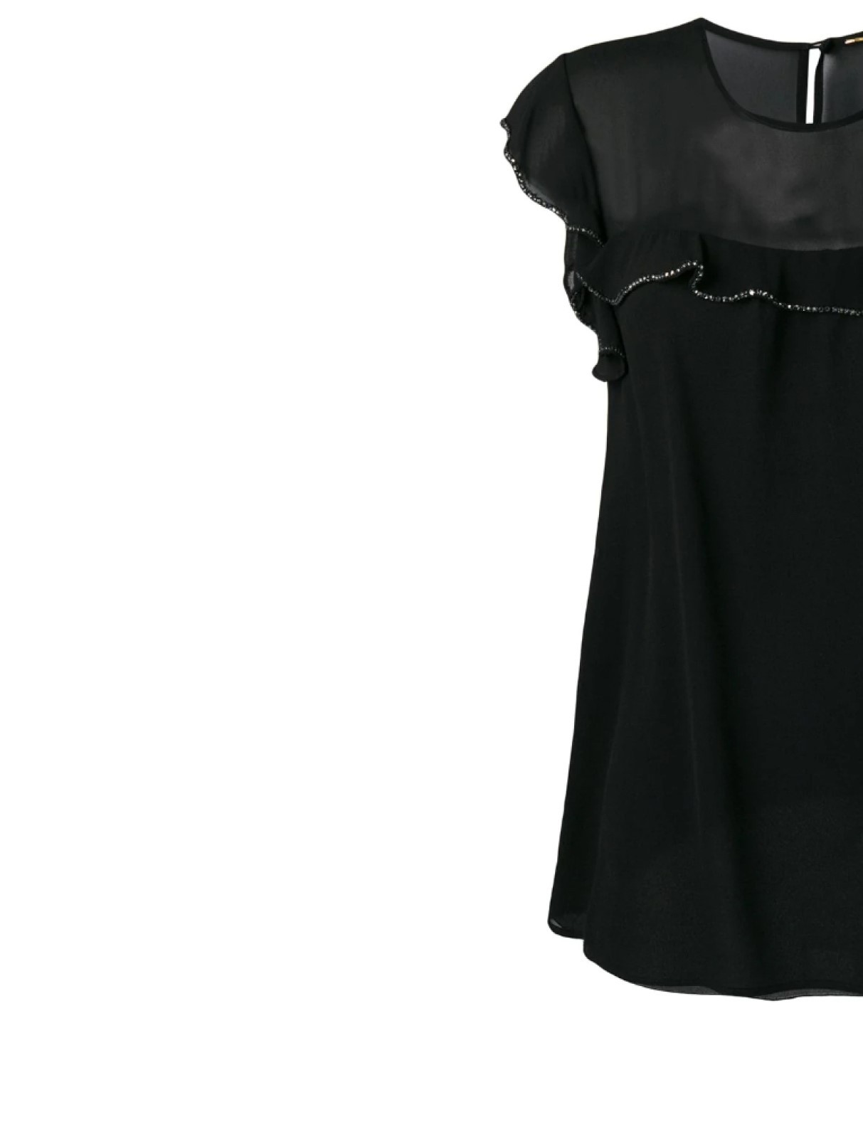 Saint Laurent Crystal Inlaid Blouse In Black