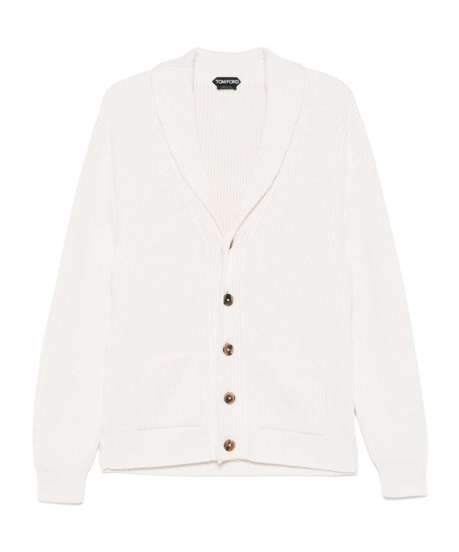 Tom Ford Silk Merino Shawl Collar Cardigan Knitwear White In White
