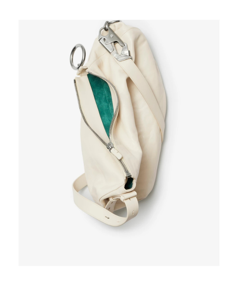 Burberry Medium Knight Leather Tote Bag In White