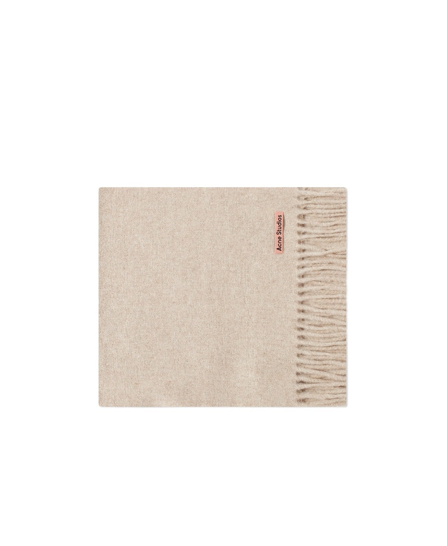 Shop Acne Studios Logo-patch Wool Scarf In Nude