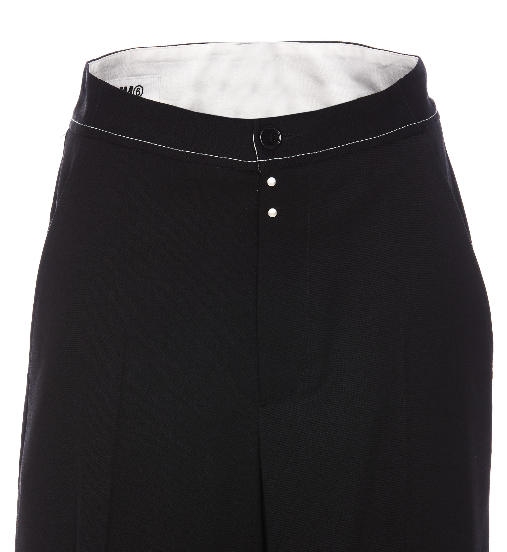 Mm6 Maison Margiela High-waisted Wide-leg Pants In Black