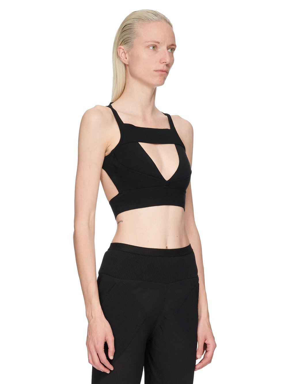 Rick Owens Sling Cut-out V-neck Crop Top In Black