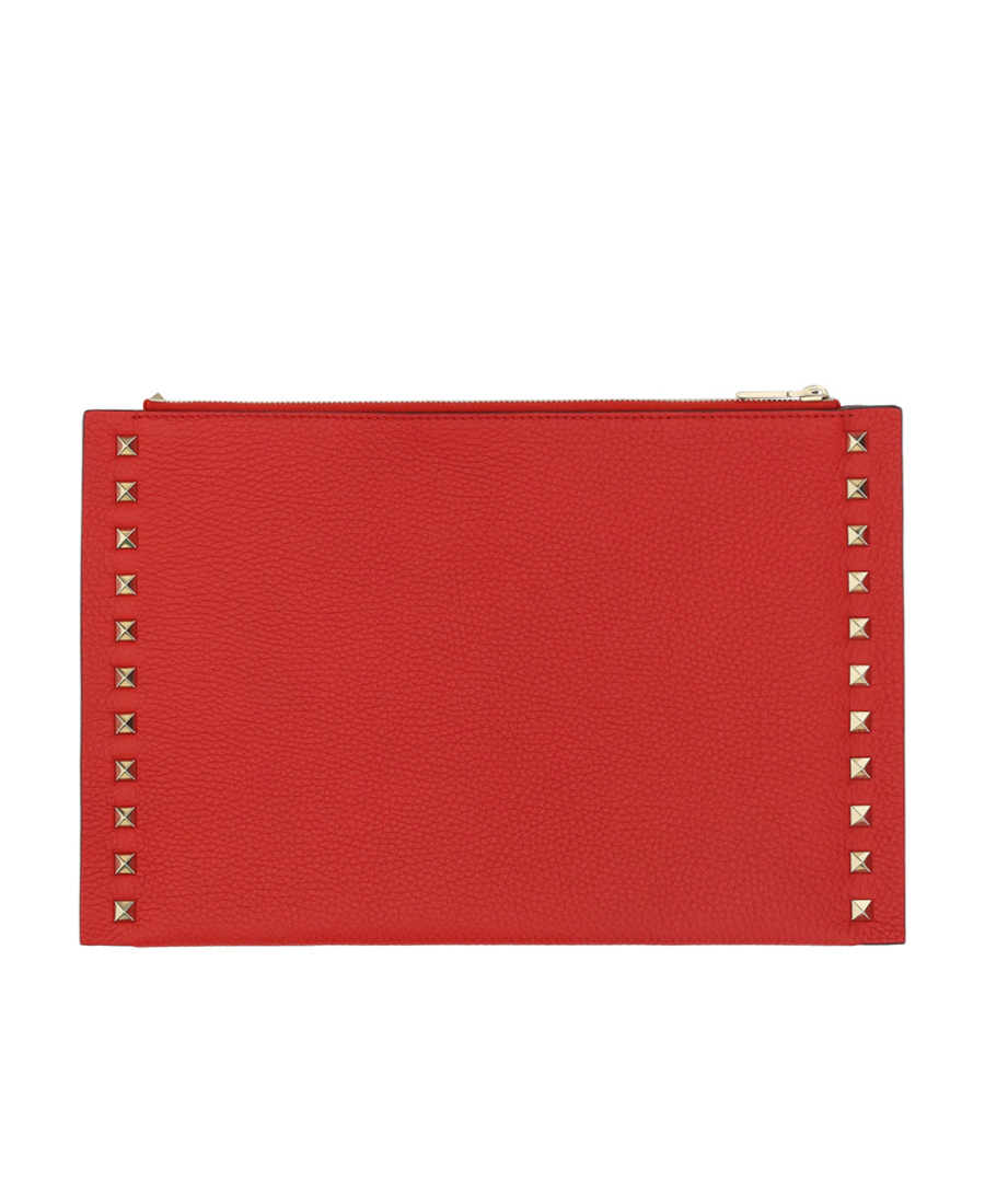 Valentino Rockstud-embellished Clutch Bag In Red