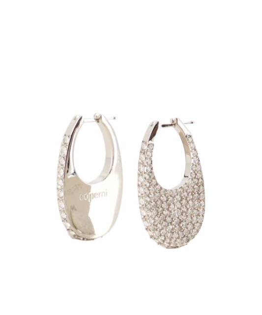 Shop Coperni Medium Swipe Crystal-embellished Earrings In Yellow