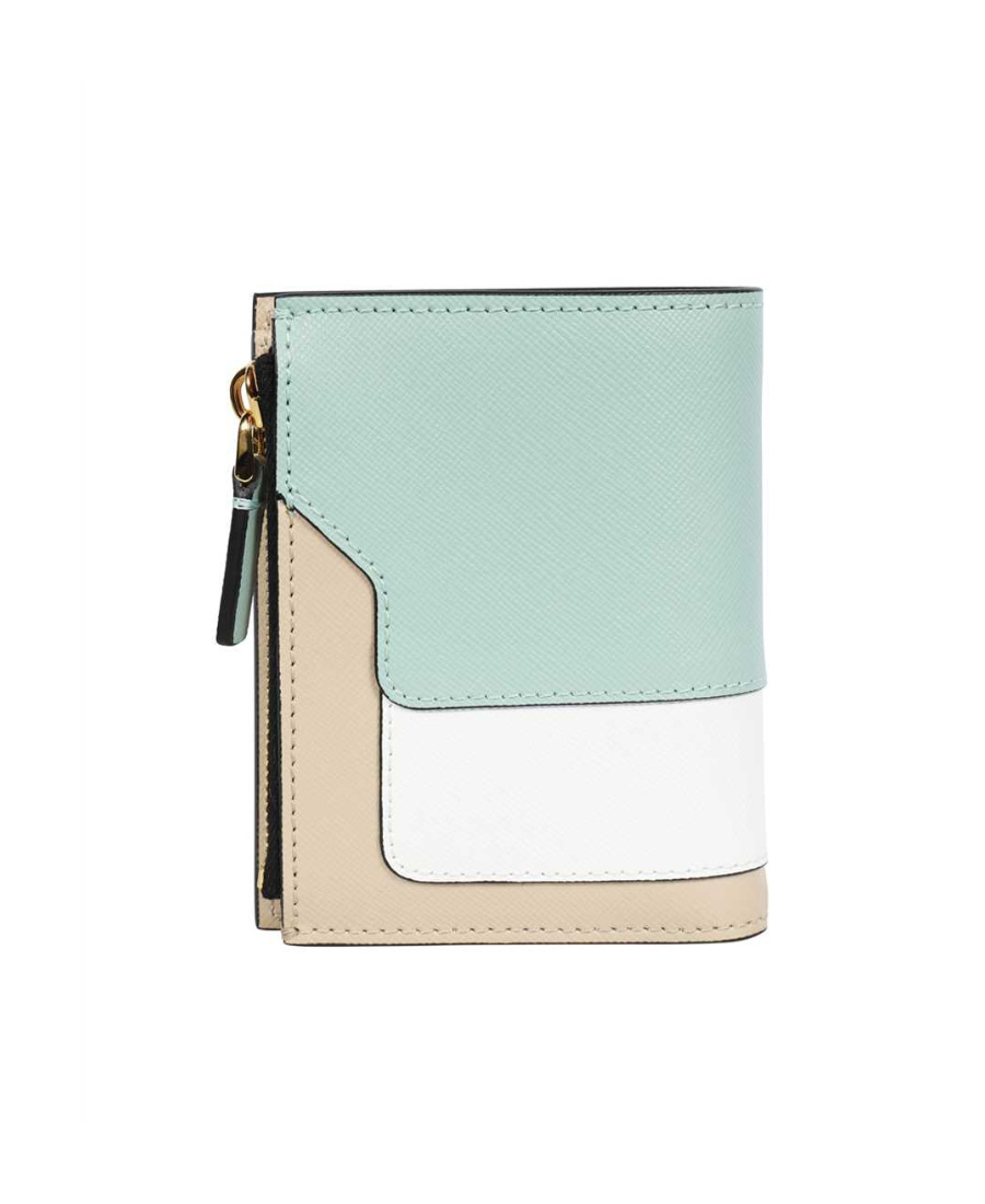 Shop Marni Bi-fold Leather Wallet In Green