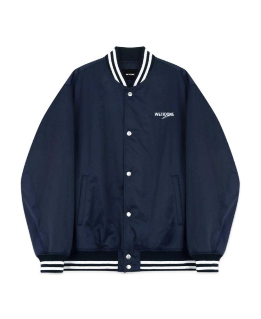 We11 Done Logo Baseball Jacket In Black