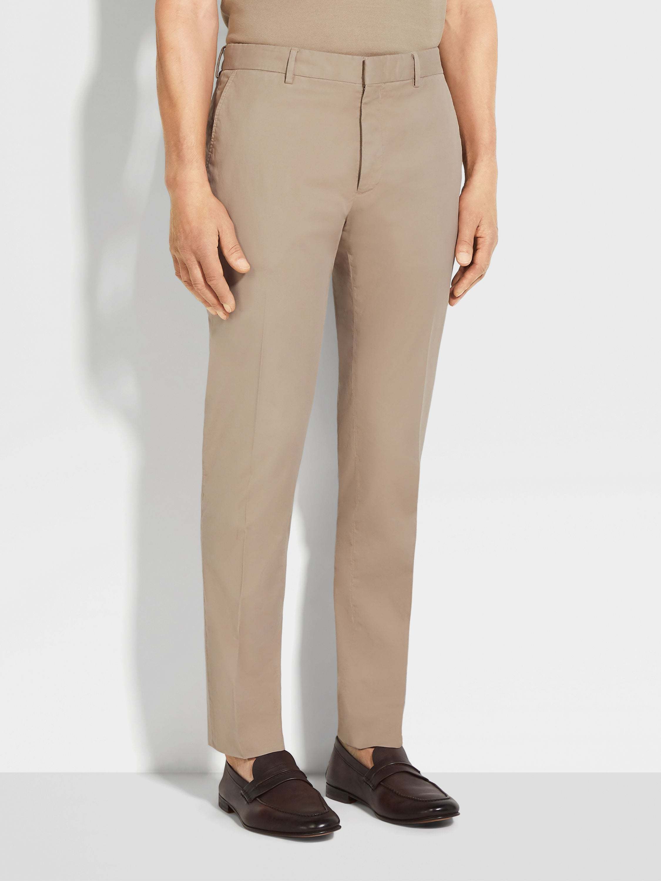 Zegna Five Pocket Cotton Pants In Nude