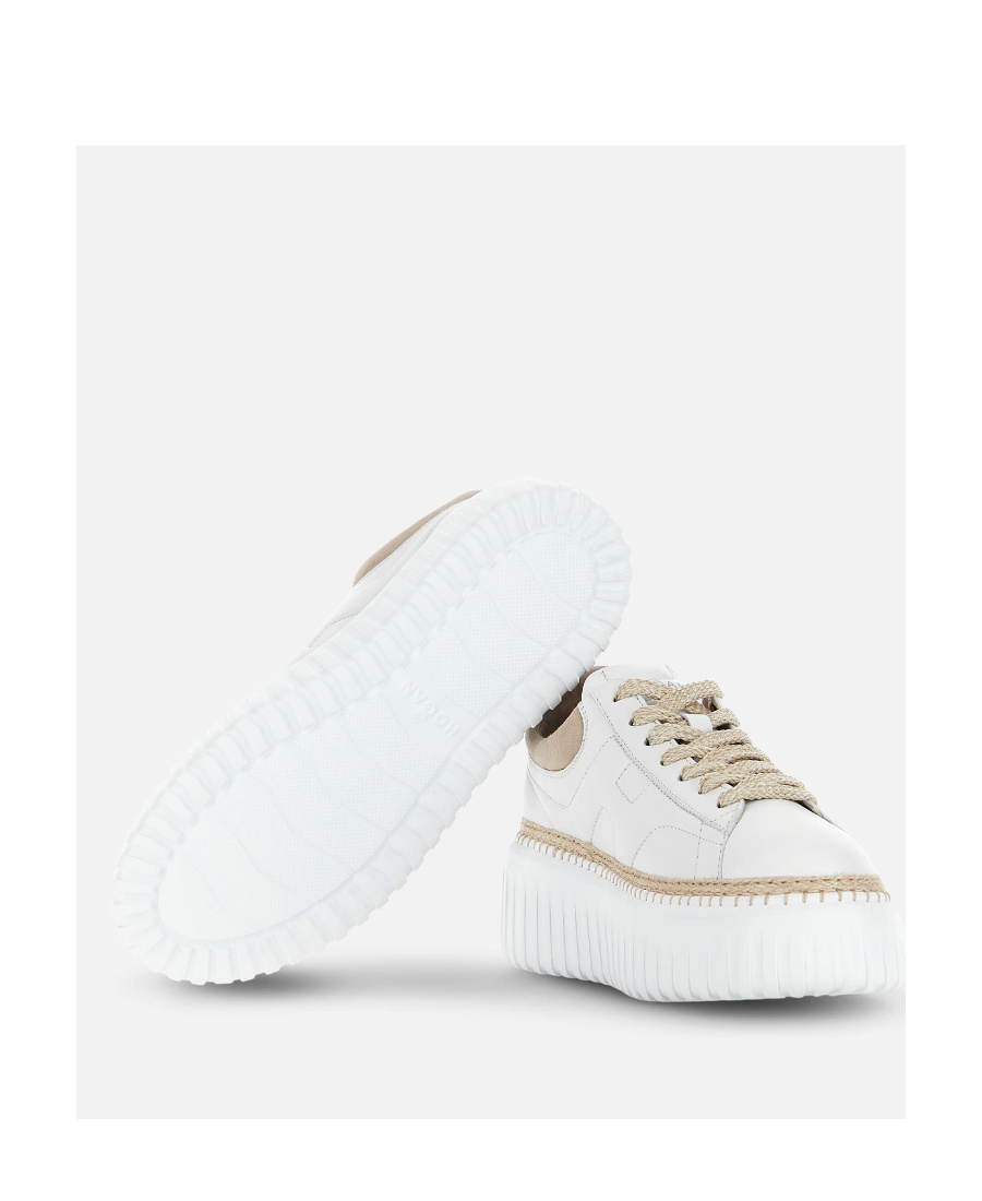 Hogan Leather H-stripes Platform Sneakers In White