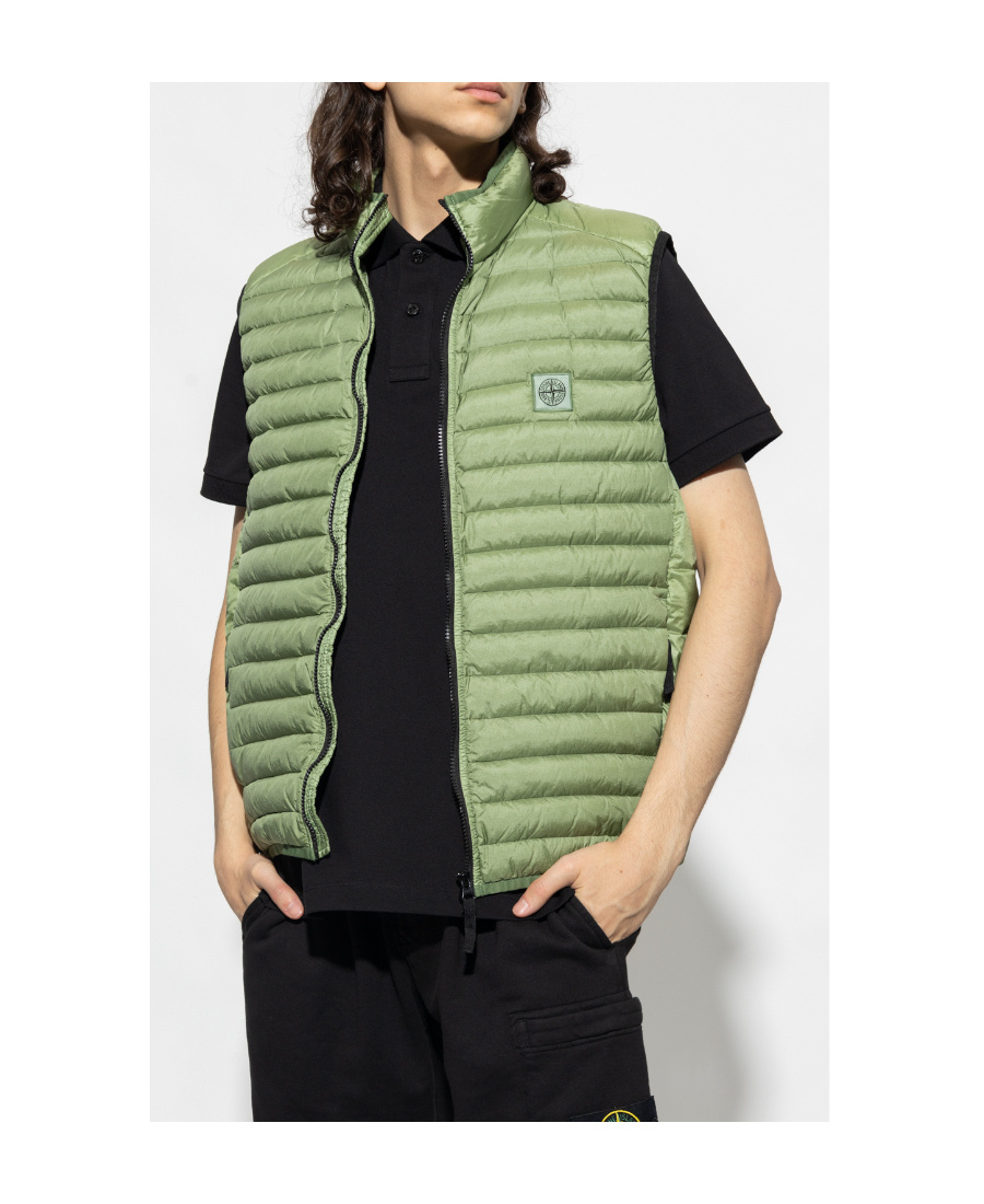 Stone Island Logo-patch Quilted Gilet In Green