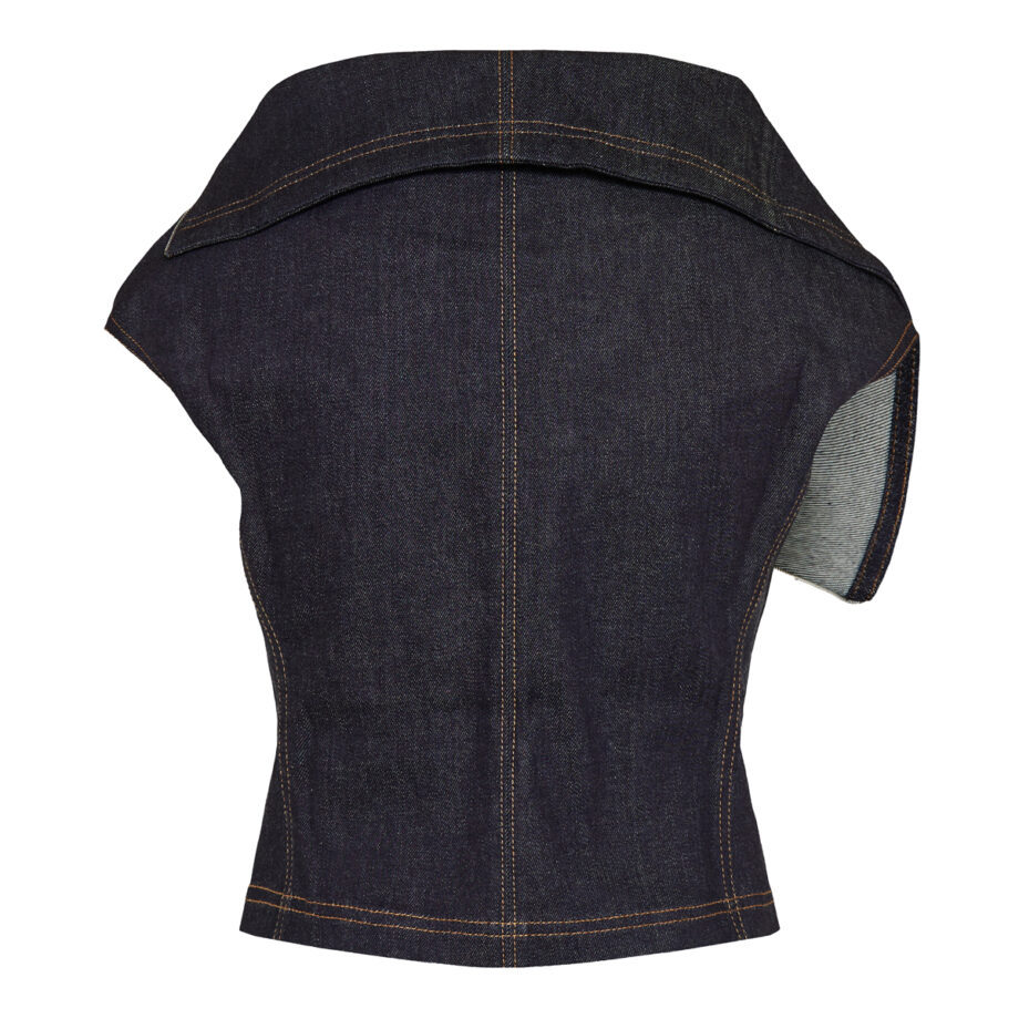 Jacquemus Zip-front Asymmetrical Top In Blue