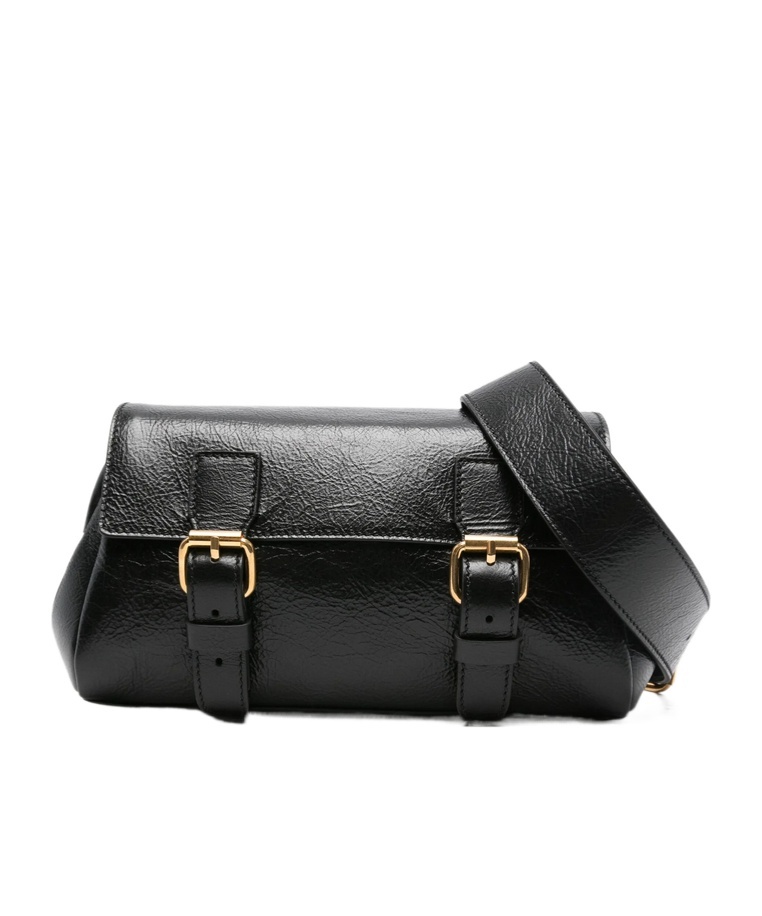 Dries Van Noten Buckle-fastening Leather Shoulder Bag In Black