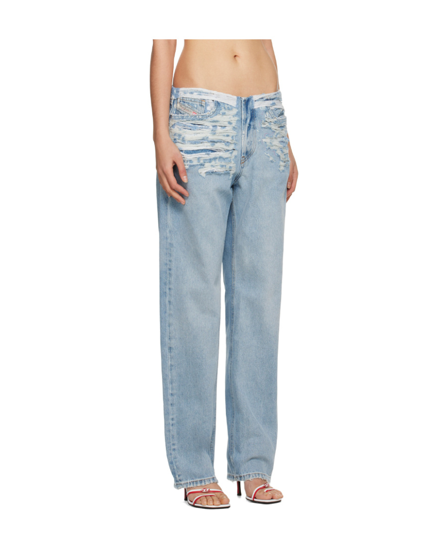 Diesel Logo Denim Trousers In Gray