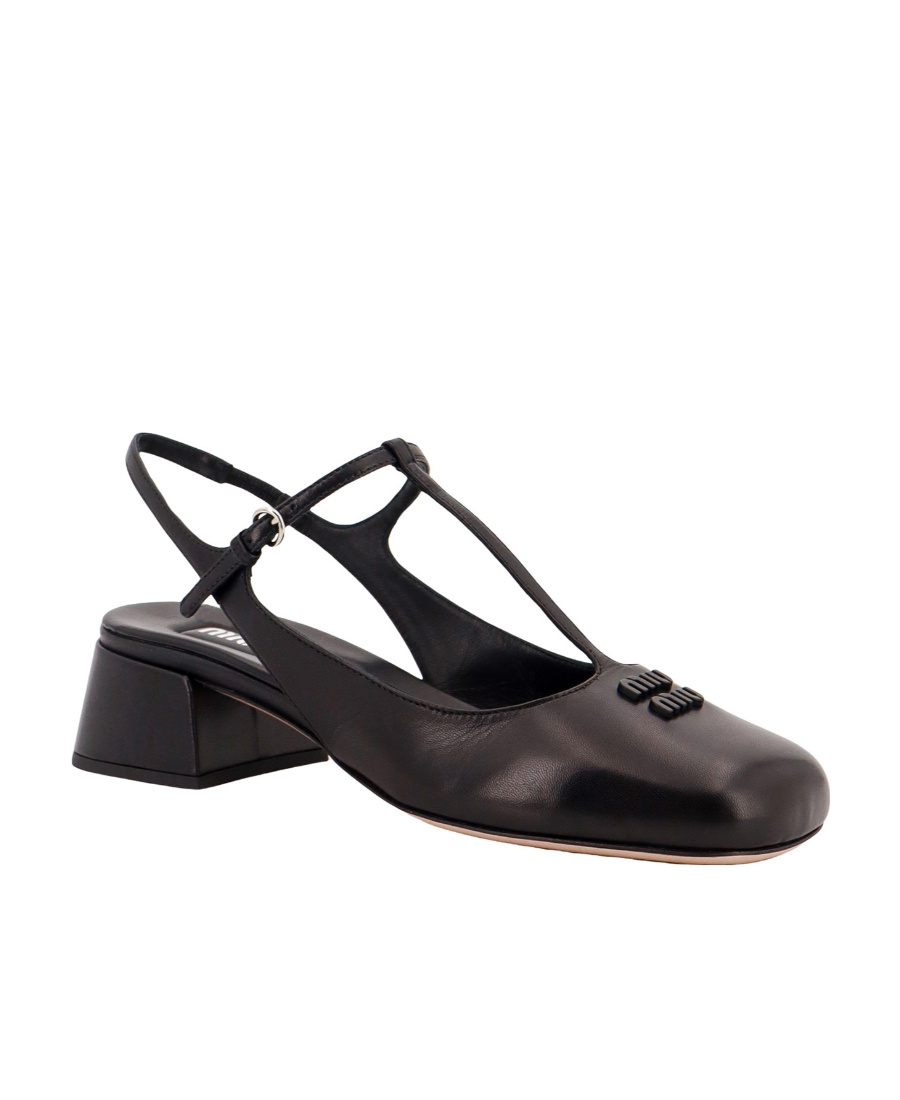 Miu Miu Slingback-pumps Aus Lackleder In Blue