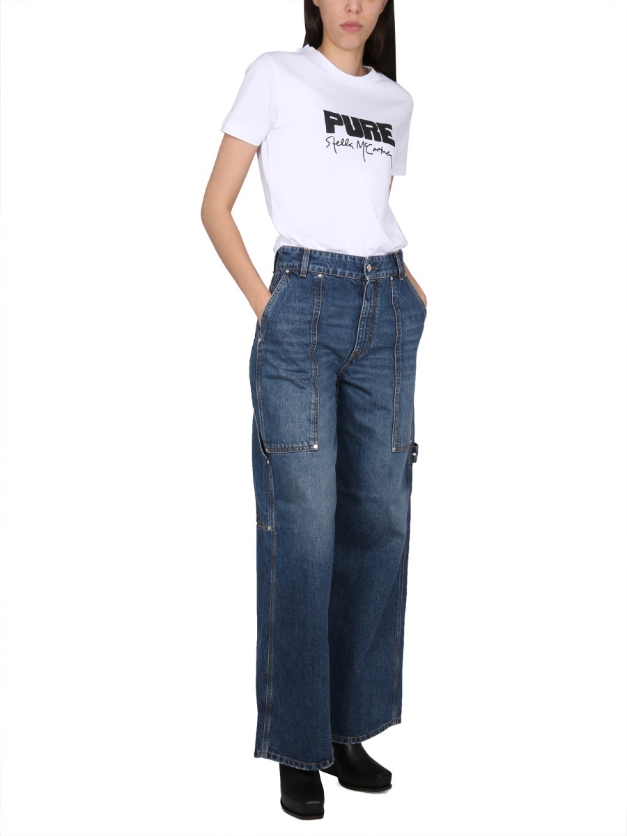Stella Mccartney Logo Crew Neck Graphic Print Short Sleeves In White