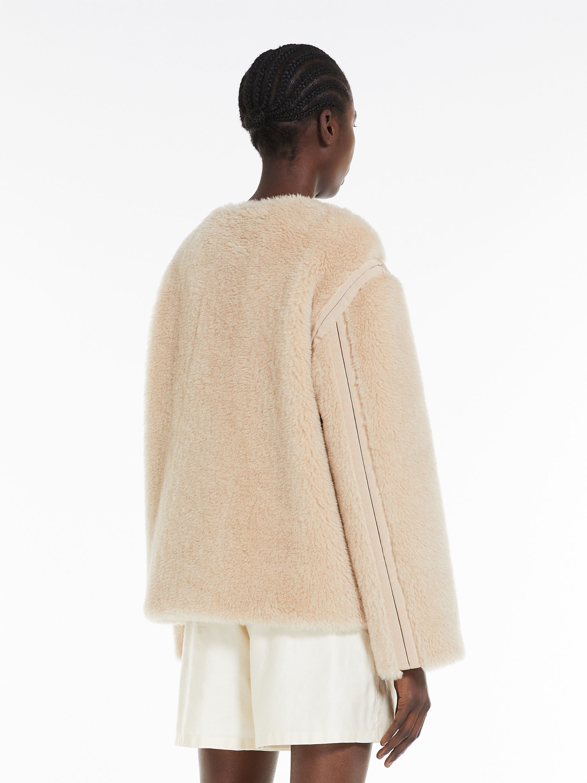 Max Mara Alpaca And Virgin Wool Fur Jacket In Nude