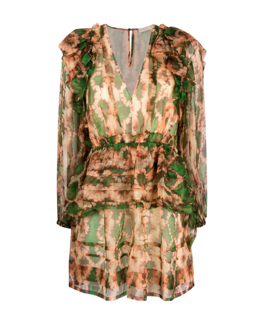 Ulla Johnson Adelaide Abstract-print Silk Minidress In Nude